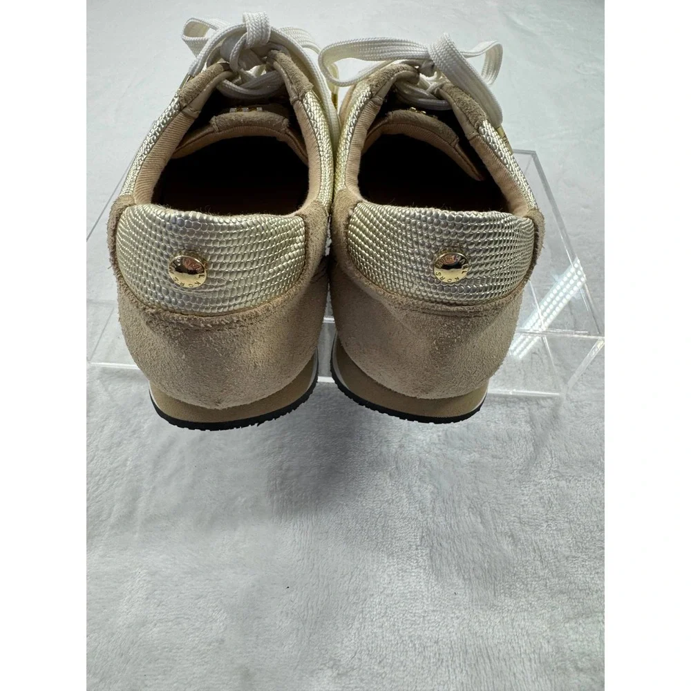 Michael Kors Stanton Trainer Sneakers Women's 6.5M Metallic Gold Lace Up Low Top